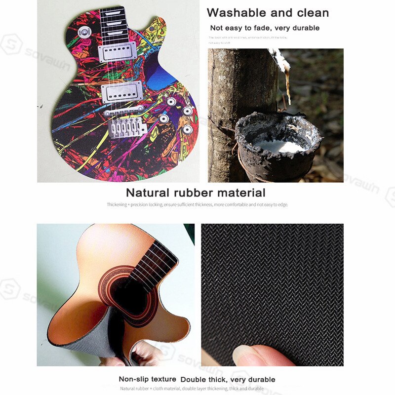 SOVAWIN-alfombrilla de goma Natural para ratón, 220x180x2MM, antideslizante, para guitarra, ordenador, oficina, teclado