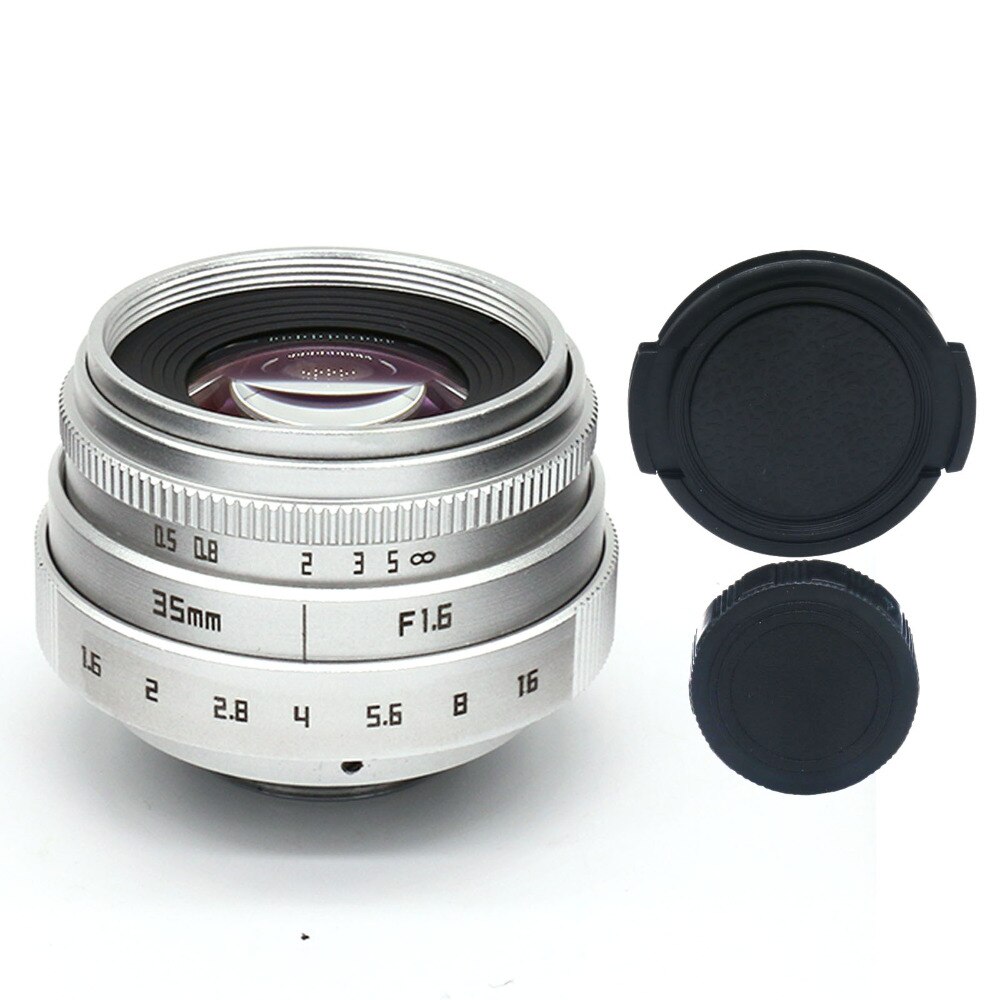 FUJIAN 35mm f1.6 C mount CCTV camera Lens II voor M4/3/MFT Mount Camera & Adapter zilver