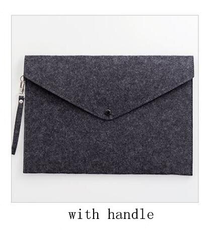 Simple Big Capacity A4 File Folder Pad Business Briefcase Document Bag Chemical Felt Filing Stationery Supplies: Dark grey handle