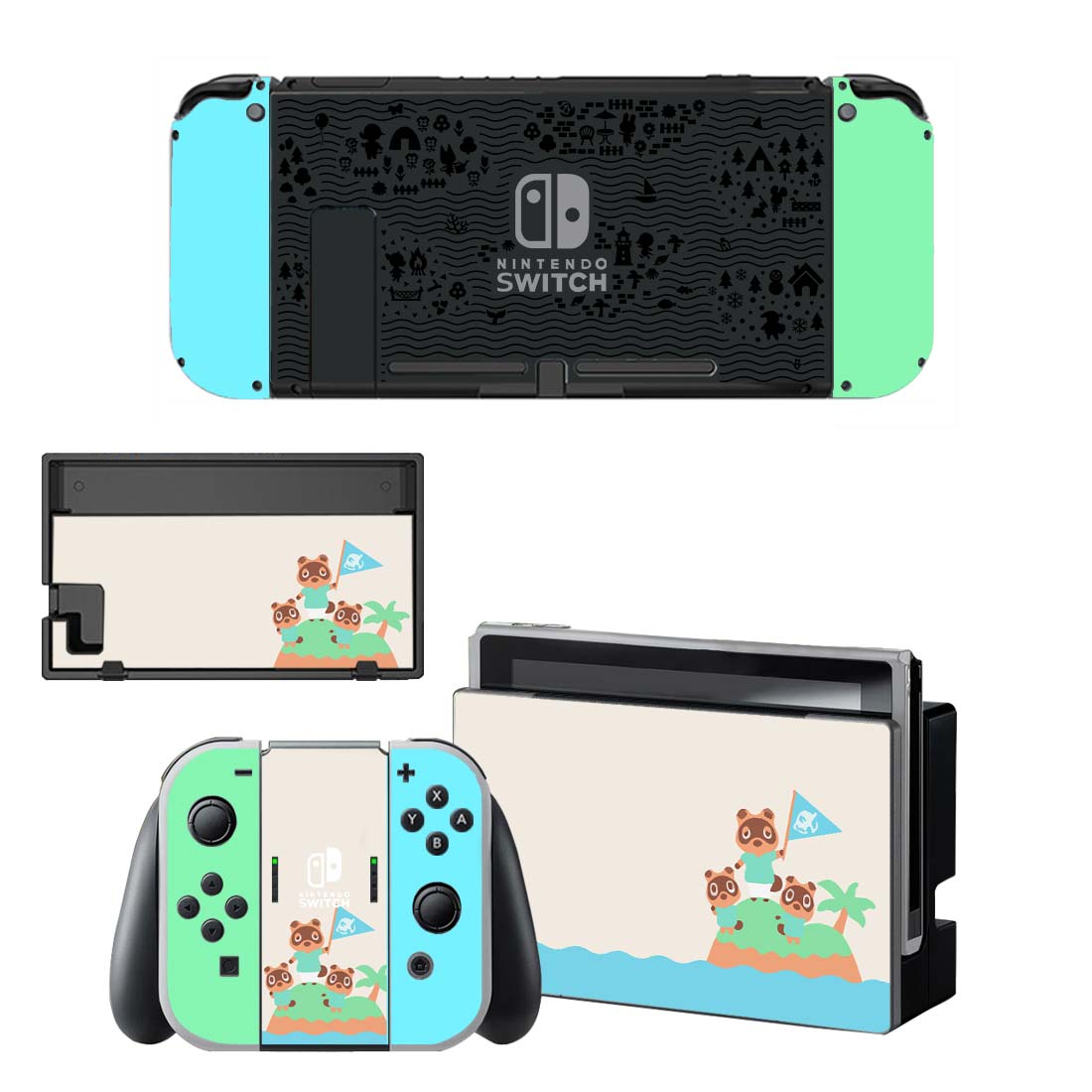 Película protectora decorativa de vinilo estilo Cool Animal Crossing para Nintendo Switch NS consola NX y pegatinas de juego de cubierta completa Joy-con: BYSNS0060