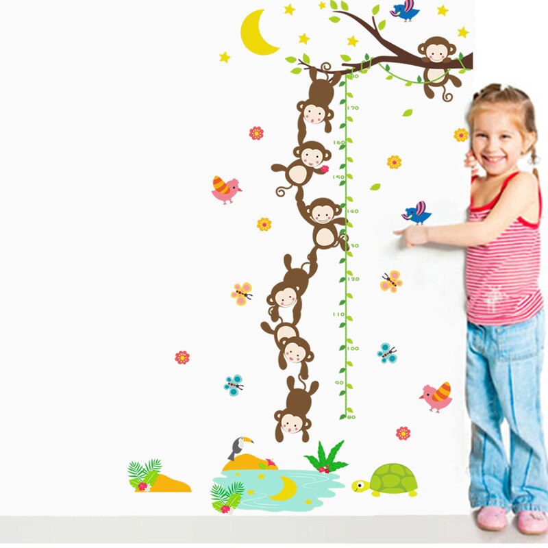 Bos Aap Vissen Maan Muurstickers Serie Voor Baby Kinderkamer Kleuterschool Hoogte Grafiek Muursticker Home Viryl Decals
