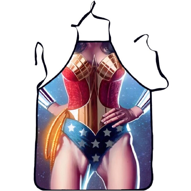 Tablier drôle en 3D pour femme, Wonder-Woman, Tablier de Cuisine pour fête, Tablier de Cuisine pour adultes