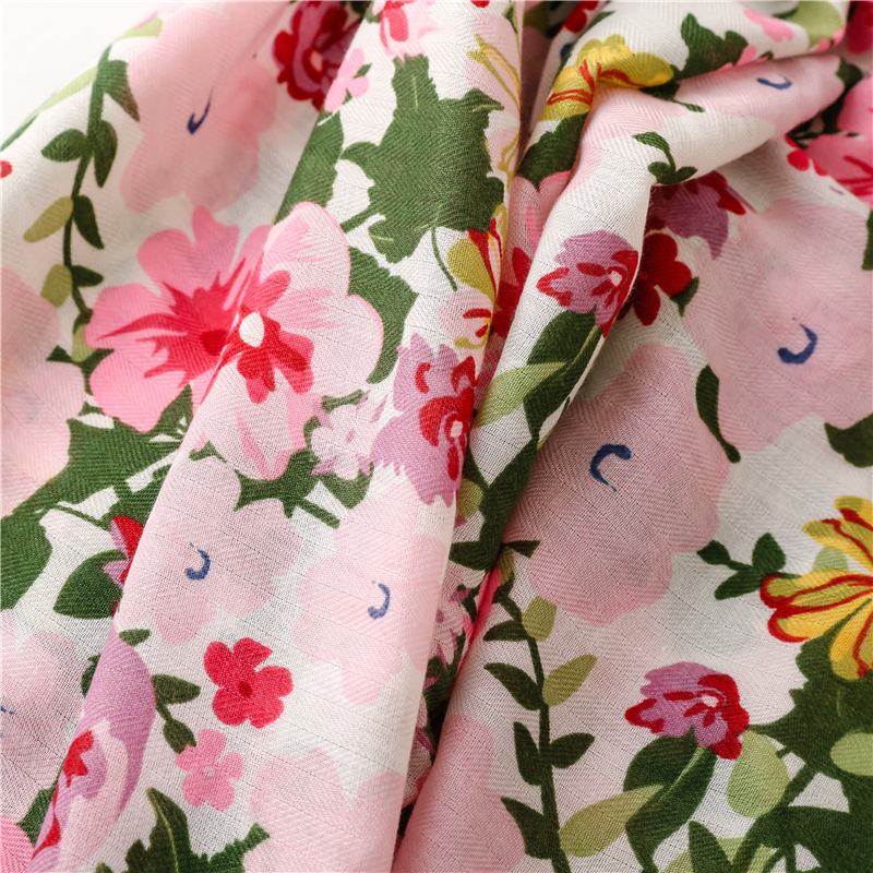 Foulard en coton imprimé de fleurs pour femmes, écharpe fine et respirante, longue, Hijab musulman, châles et enveloppes