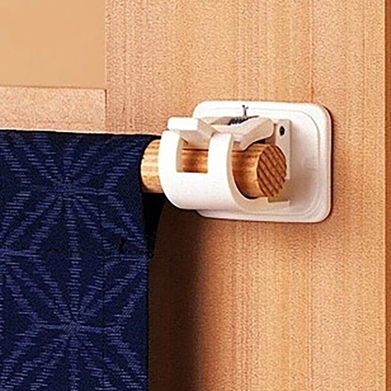 2 unids/set de ganchos de barra colgante para cortina, ganchos adhesivos para Cortina de ducha, barra colgante de pared blanca, estante de Clip fijo