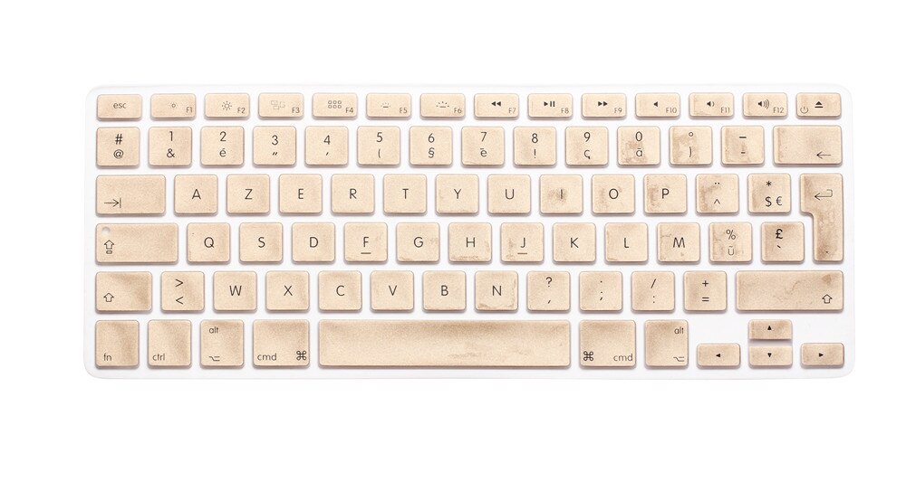 Rygou ranskalainen uk/eu clavier azerty silikoninäppäimistön kuori macbook prolle 13 " 15 " 17 " air 13 tuuman suojakalvo näppäimistölle: Kulta-