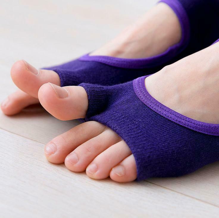 Kvinnor gym yoga strumpor halkfri delad tå fotled bomullsstrumpor massage sox barre dance casual solid mjuk ventilerande anti slip strumpor