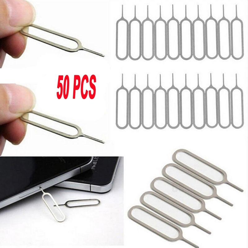 50Pcs Eject Sim Card Tray Open Pin Naald Sleutel Tool Sim-kaart Lade Pin Eject Tool Universele Mobiele Telefoon sim Kaarten Accessoires