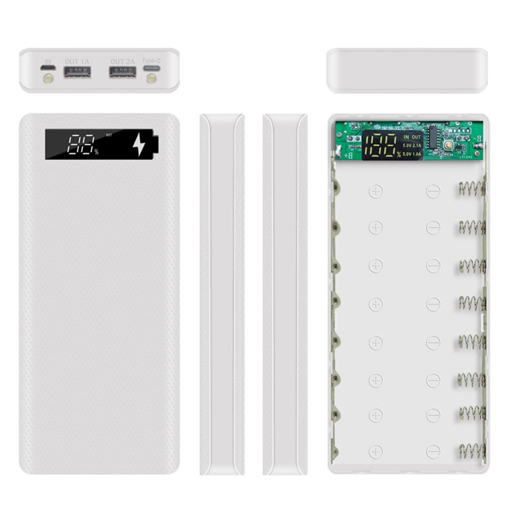 Portable Dual USB DIY Powerbank Case 6x18650 Battery LED Light Charging Digital Display Power Bank Shell Kit External Charger