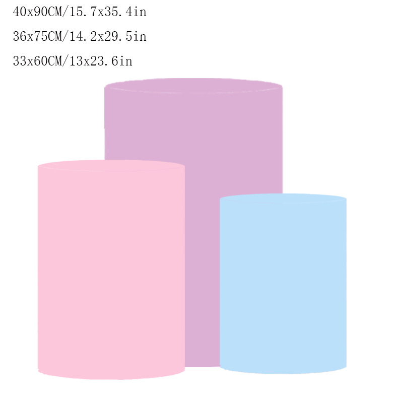 3 PCS Pink Pedestal Covers Birthday Party Decoration Gold White Fairy Tale Plinth Cover Cylinder Cover Event Props Elastic: VIOLET/紫罗兰