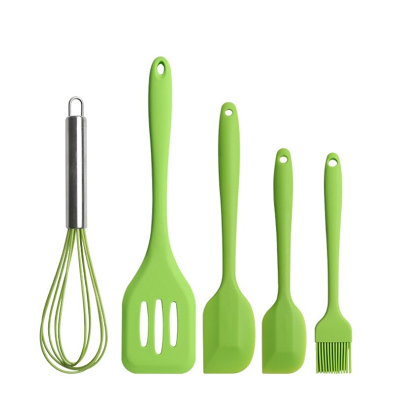Ustensiles de cuisine antiadhésifs en Silicone, main de maman, outils de cuisson: 5PIECE GREEN