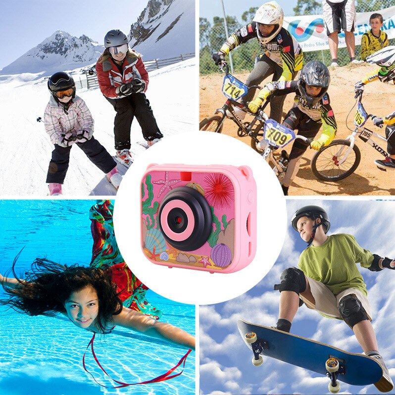 Câmera das crianças à prova dwaterproof água 1080p hd tela câmera de vídeo brinquedo 12mp crianças dos desenhos animados bonito câmera ao ar livre fotografia crianças