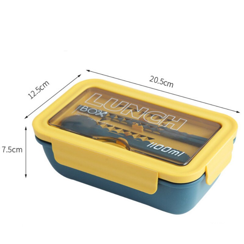 1100ml Microwave Lunch Box Portable 2 Layer Food Container Healthy Lunch Bento Boxes Lunchbox With Cutlery