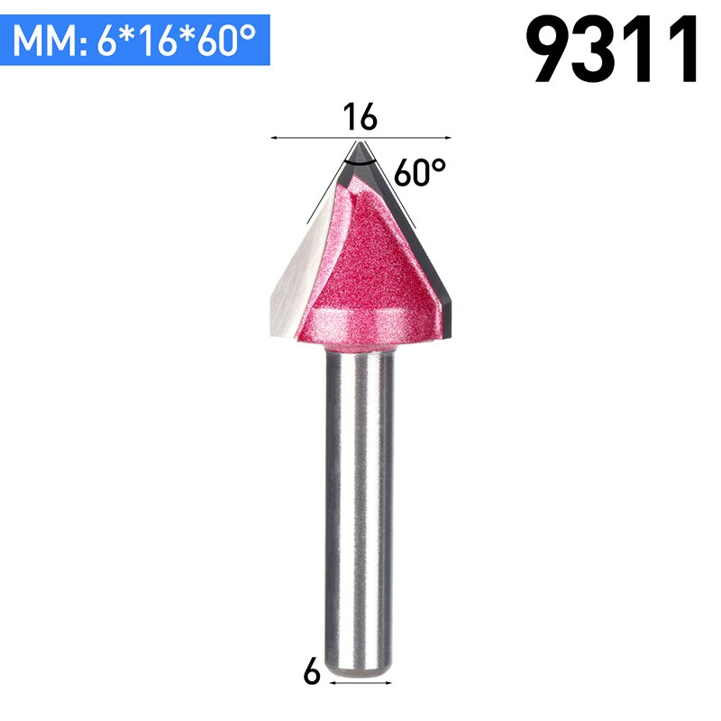 Huhao 1 Pc 6 Mm V Bit Cnc Vhm Mill 3D Frezen Voor Hout Tungsten Houtbewerking Mdf frees 60 90 120 150 Graden: 9311