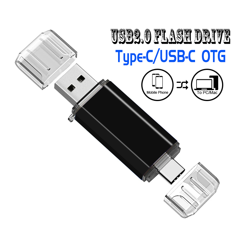 Multifunktionales otg 2 in 1 typ-c usb-Stock 128gb cle usb-Stock 8/16/32/64 gb usb-Stock für telefon: Schwarz / 16 gb