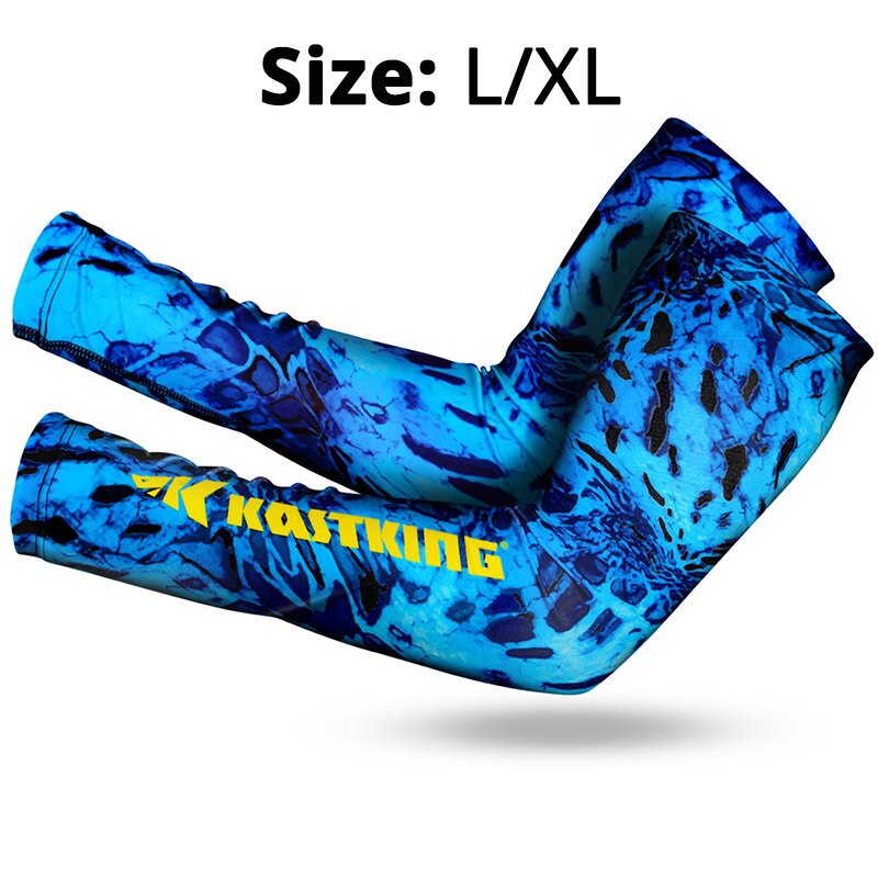 KastKing-Mangas de protección UV para brazo, de secado rápido, transpirables, de alta elasticidad, para deportes al aire libre, ropa de pesca y senderismo: Blue-LXL