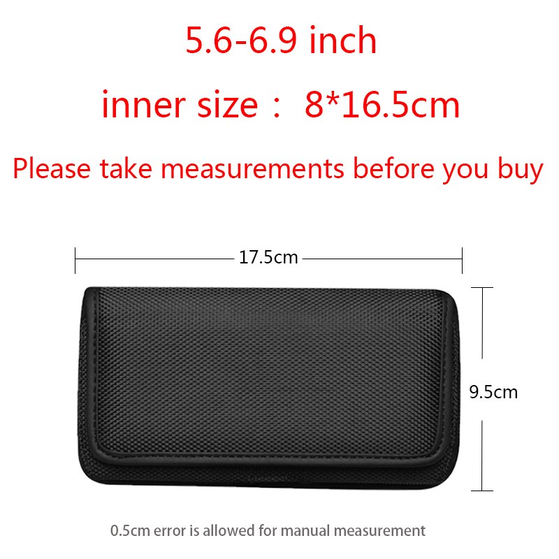 4.5-6.9 inch Mobile Phone Waist Bag for iphone 12 XR xiaomi huawei Hook Loop Holster Pouch Belt Waist Bag Cover for Samsung Case: 5.6-6.9 inch