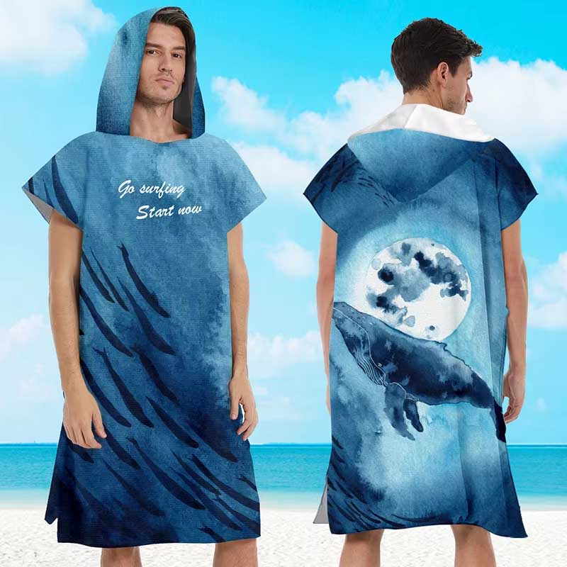 Surfponcho, waterabsorberende capuchon, microvezel strandlaken, badhanddoek, zwemhanddoek, wetsuit poncho voor volwassenen: GRIJS