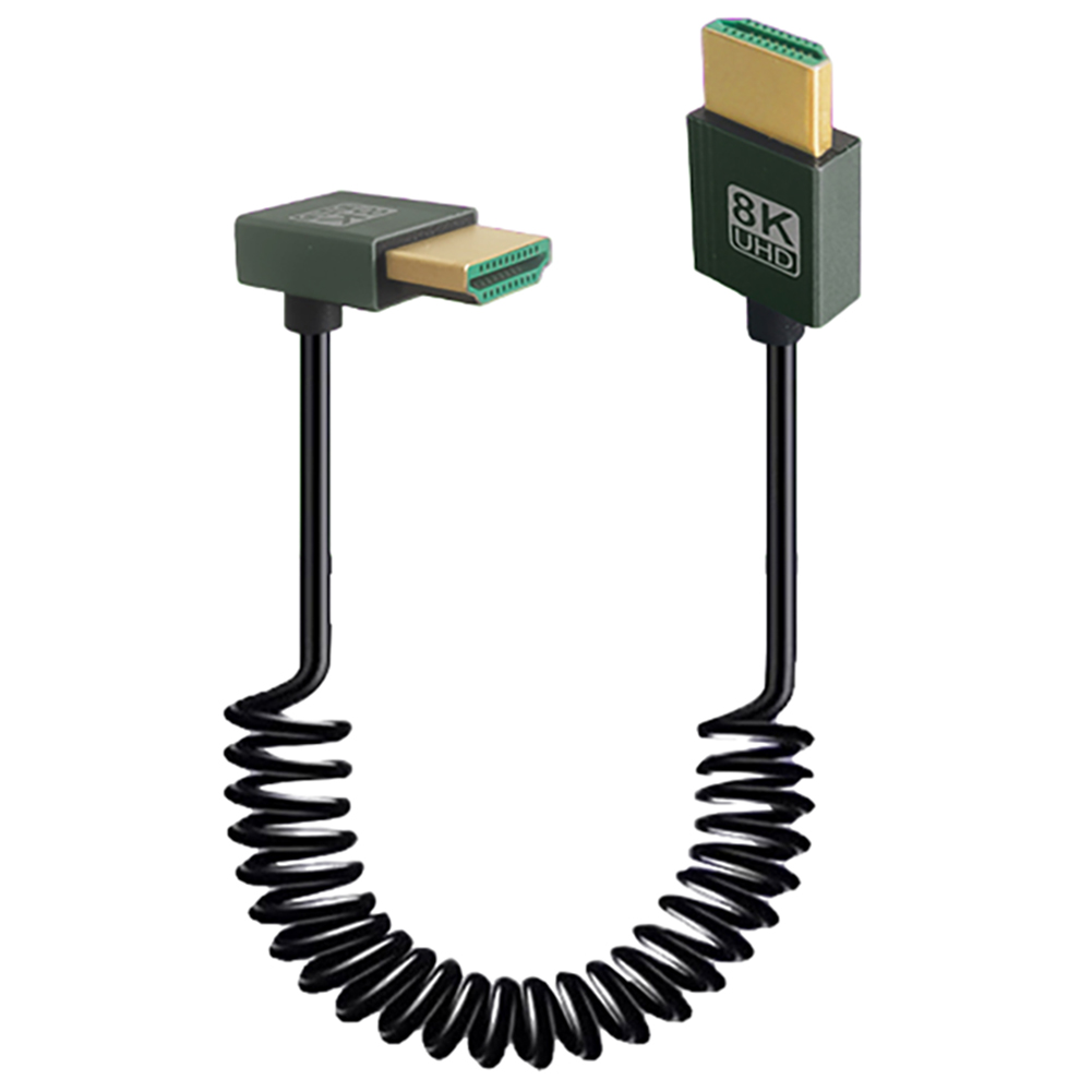 Cable en espiral Compatible con HDMI, 8K, 48Gbps, Compatible con Cable Mini/Micro HD para cámara/videocámara/PC/Monitor