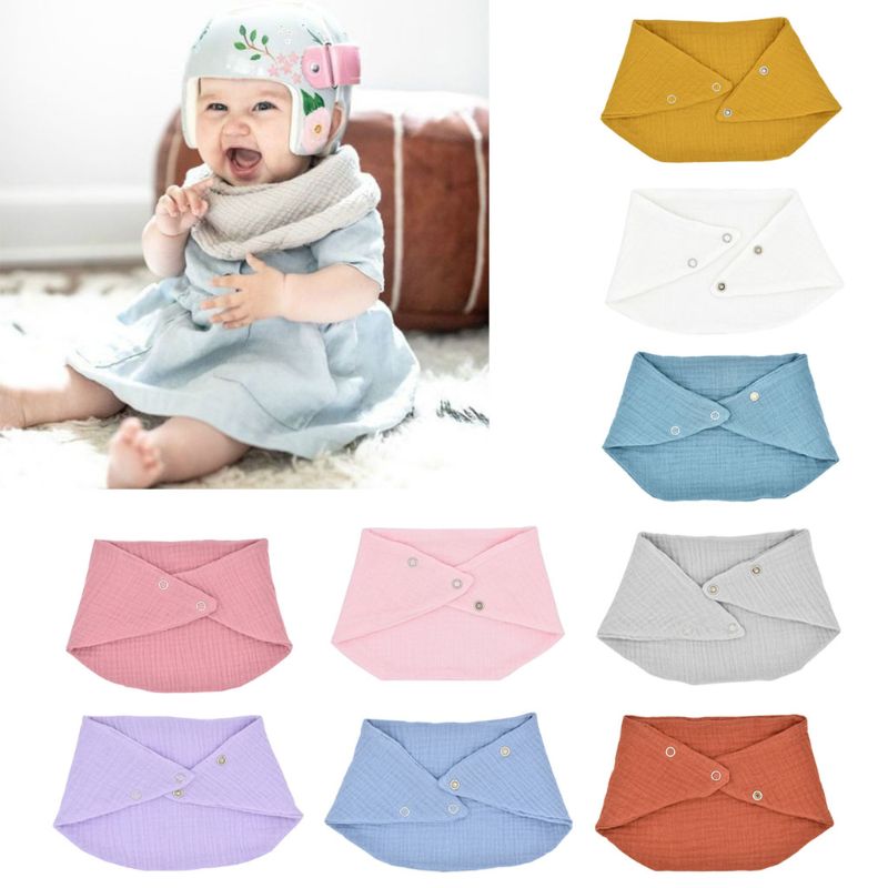 Cotton Gauze Scarf Bib Organic Cotton Bib Drool Scarf Baby Bandana Scarf Bibs with Snaps