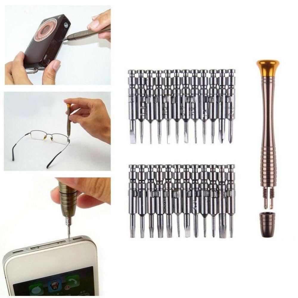 25 En 1 Mini destornillador de precisión Torx Juego de Herramientas destornillador fijo teléfono móvil portátil gafas conjunto de herramientas de reparación