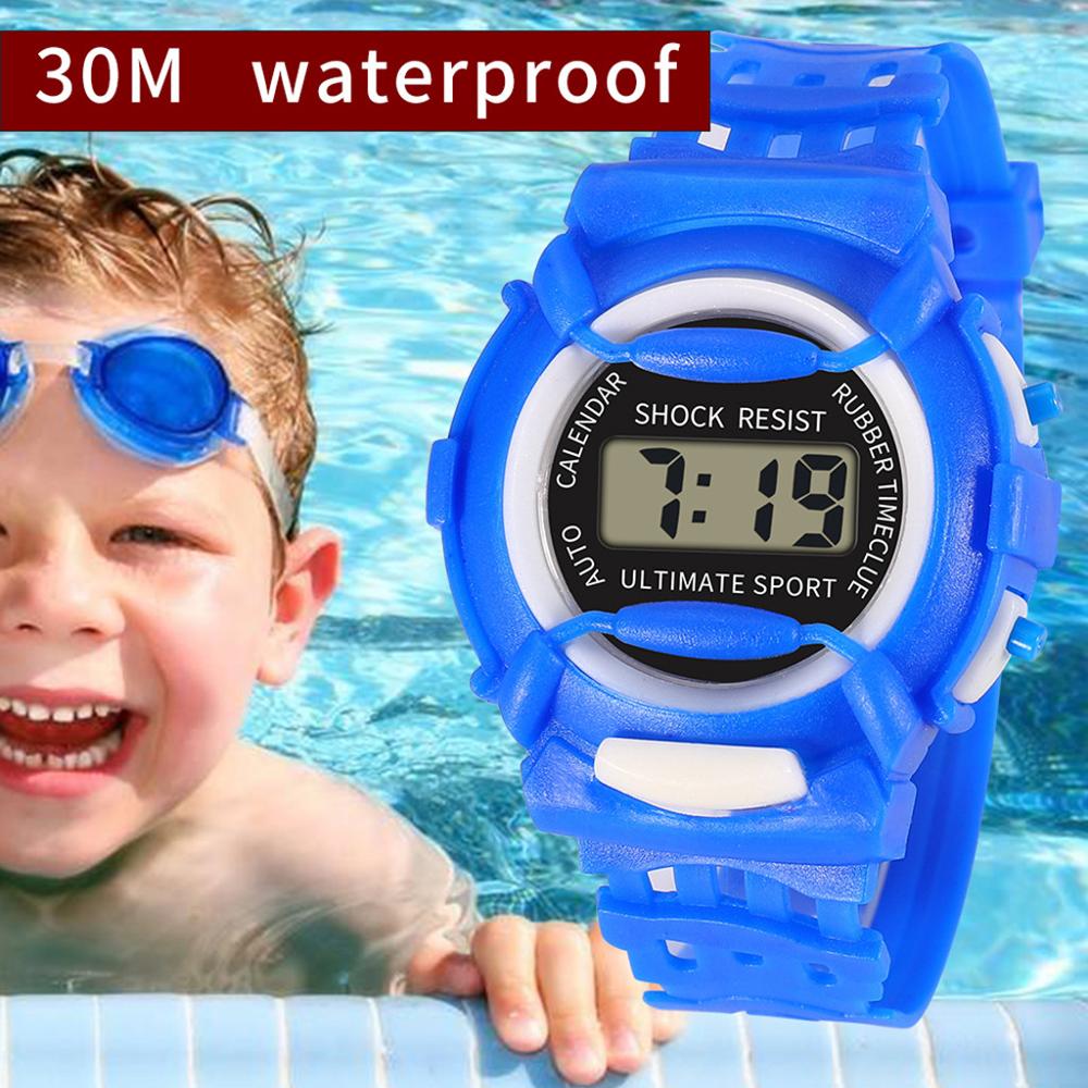 Waterproof Children Watch Boys Girls LED Digital Sports Watches Silicone Rubber watch kids Casual Watch W50