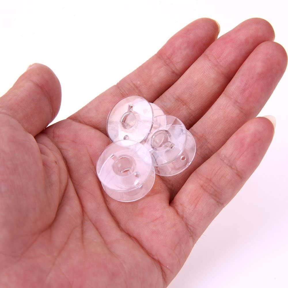 50Pcs Empty Bobbins Transparent Plastic Sewing Machine Bobbins Spools for Brother Janome Singer Elna Home Sewing Machine