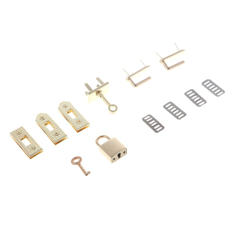 7pcs Clasp Lock Lockbutton Metal Hardware For DIY Handbag Shoulder Bag Purse: Gold