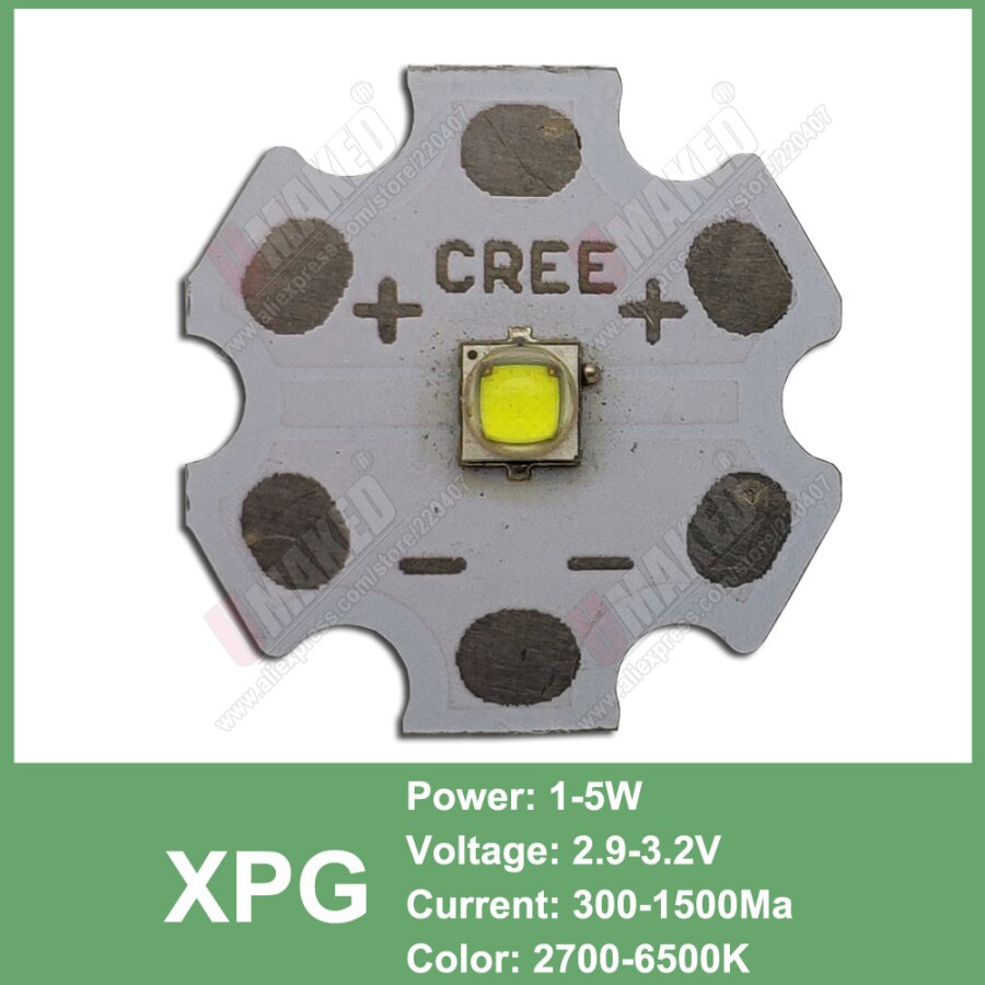 3W 5W 10W Cree Xml Xpe Xpg Xte Led Warm Whtie, wit Rgb High Power Led Chip Op 20 Mm Pcb: XPG / 2700K