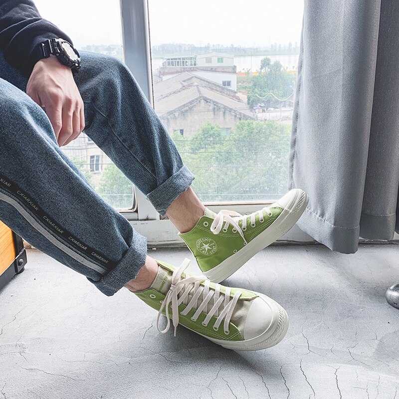Blå grön sko herr canvas båtskor andas herr vulkanisera skor espadrillor sneakers man flats loafers