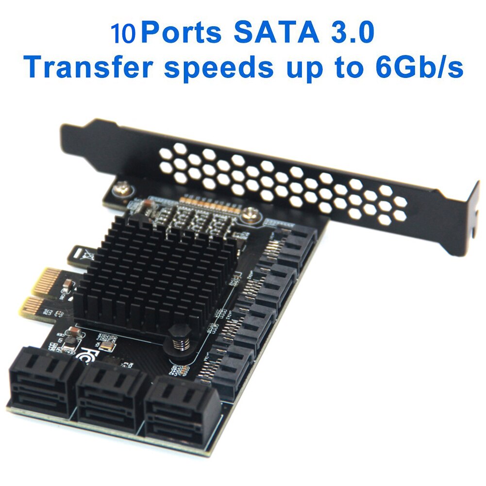 Expansion Card PCIE 1X to 6/10 Ports Adapter SATA3.0 6Gbps Interface Rate Riser Expansion Card for Desktop PC Computer Converter: 1 x PCI-E to 10 Port