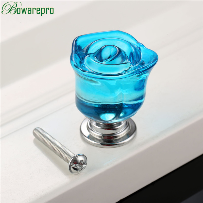 1Pc 30Mm Kristallen Roos Glas Doorzichtige Kast Knop Lade Trekt Handvat Keukendeur Garderobe Meubels Hardware Knoppen En Handgrepen: TRANSPARENT