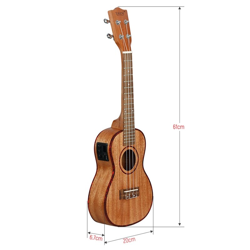 Irin 24 Inch Ukulele Ukelele Uke Kit Sapelihout Met Lcd Eq Inclusief Draagtas Capo Strings Band Vinger Maraca schoonmaken Cl