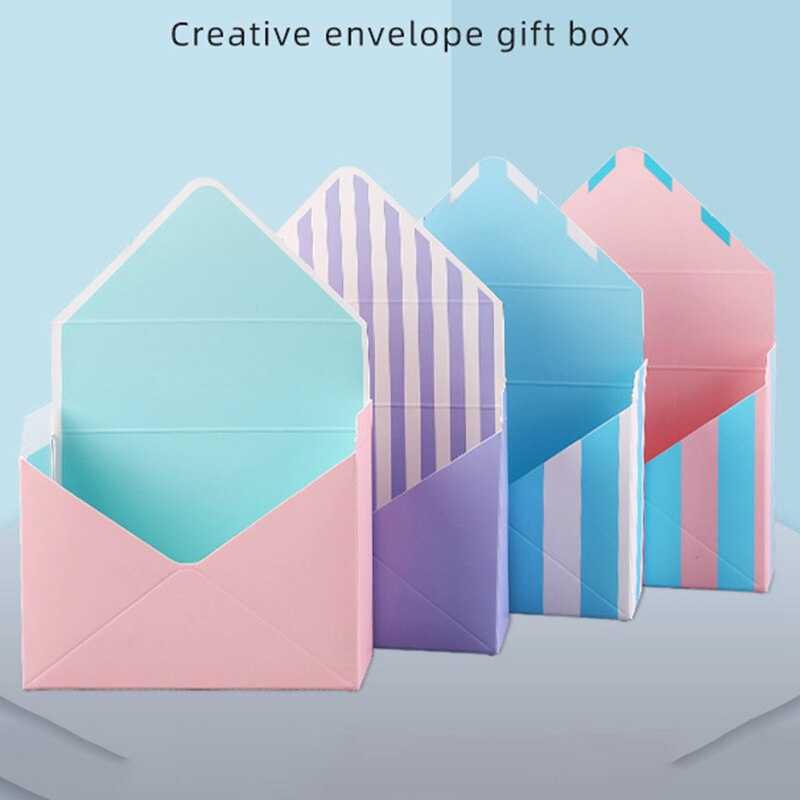10PCS Envelope Flower Boxes Bouquet Box Hand Holds Folding Floral Bouquet Paper Box Romantic Flower Paper Holder Decor
