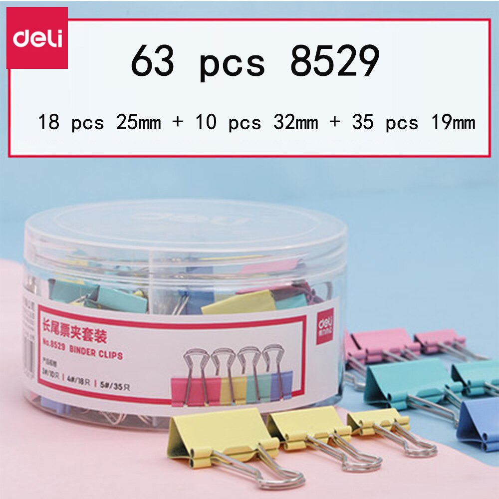 Deli Bindmiddelenklemmen Kantoorbenodigdheden Kleurrijke Metalen Bill Clip Kleine Zwaluwstaart Clip Opslag Multi-Standaard Diy Test Papier Ijzer clip: 82pcs in 1 set