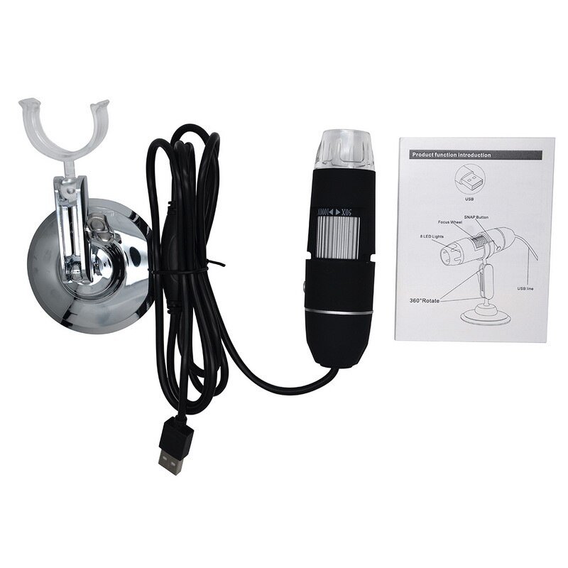 Smart USB Microscope Pixels 1000X 8 LED Digital USB Microscope Magnifier Electronic Stereo USB Endoscope Camera: Microscope set
