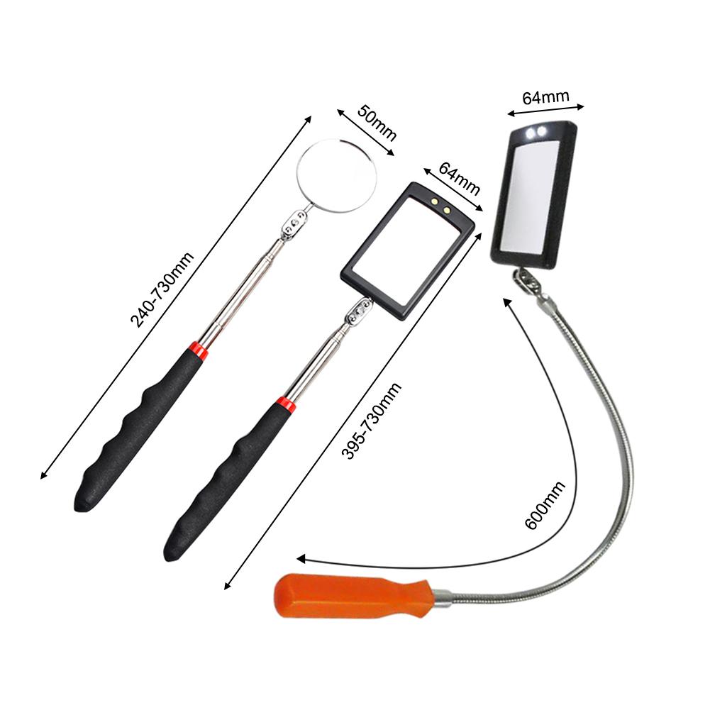 Car LED Light Extendible Inspection Mirror Endoscope Car Chassis Angle View Automotive Telescopic Detection Car Repair Tool