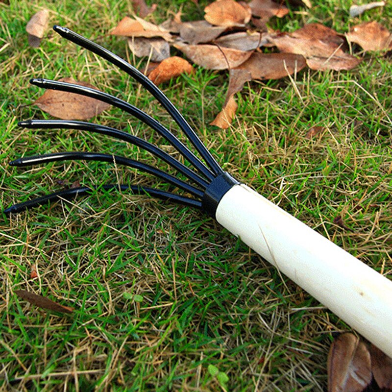 Multipurpose Metal Rake with Wooden Handle Portable Gardening Tool for Outdoor for Garden Lawn Metal Rake XHC88