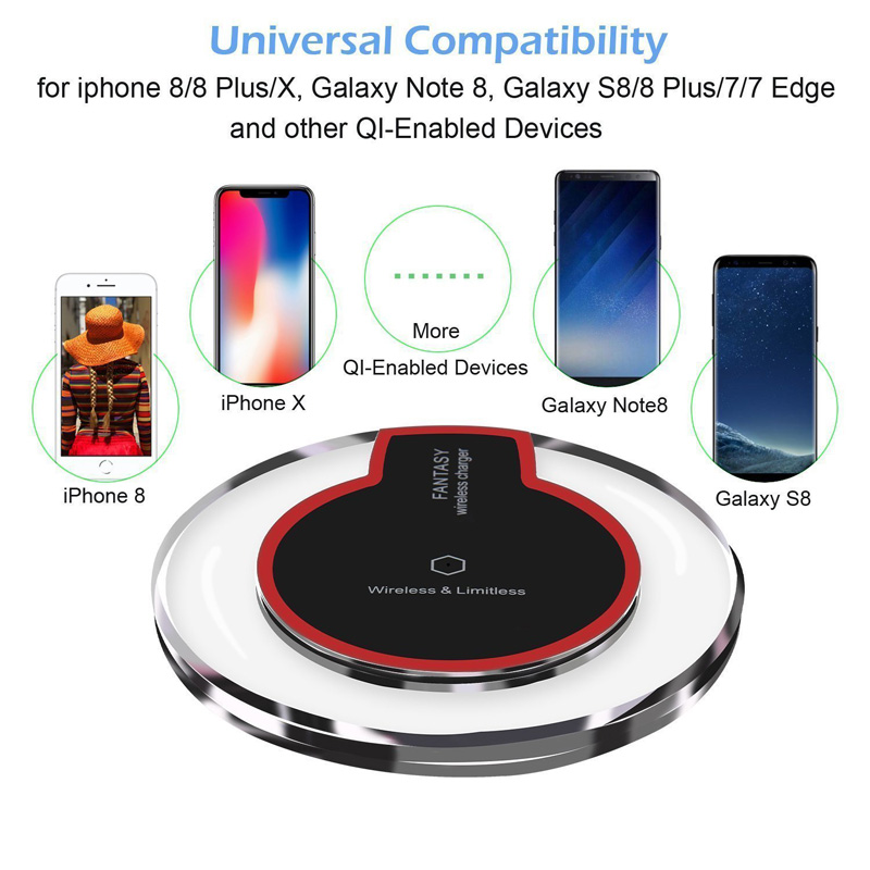 Chargeur sans fil cristal chargeur récepteur Pad adaptateur pour iPhone 11 Pro X XS MAX XR 8 pour android MicroType C Qi-appareil compatible