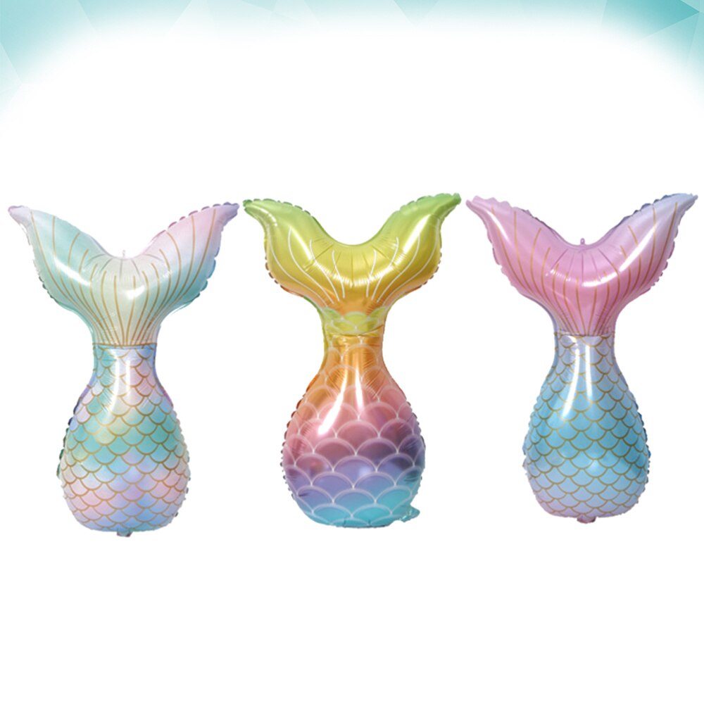 3Pcs Mermaid Fishtail Vorm Ballonnen Mermaid Thema Partij Aluminium Folie Ballonnen Verjaardagsfeestje Layout Supply Decoratie Set