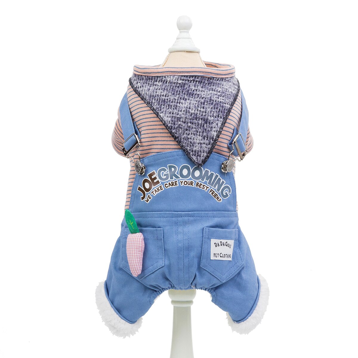 Pet Pajamas Dog pajamas Pet Cute Costumes Winter Pet four-Leg Pants Warm Outfit Pet Cat Striped Carrot overalls Costume: Blue / XL