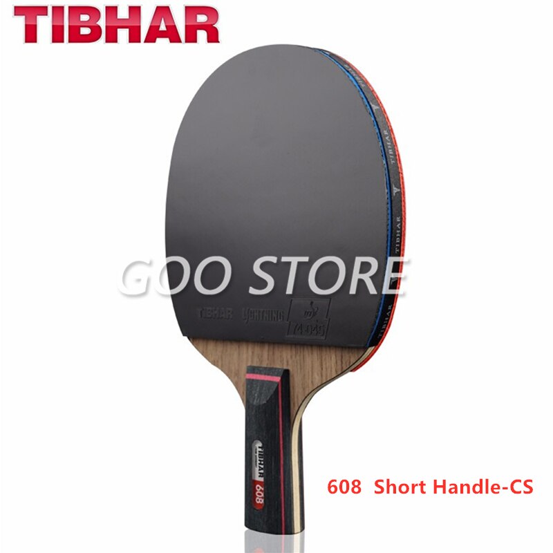 TIBHAR – raquette de Tennis de Table professionnelle, raquette de Ping-Pong avec sac, 608: 608 Short Hanlde CS