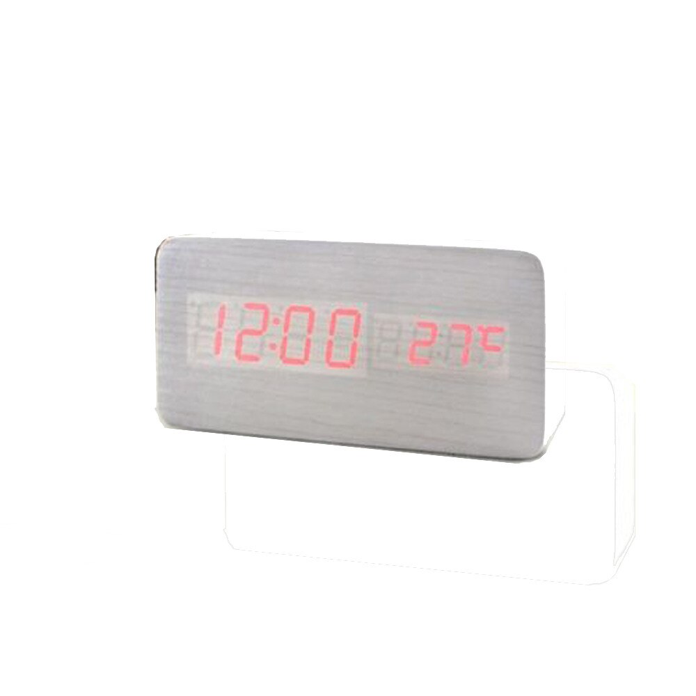 Voice Control Kalender Thermometer Houten Led Digitale Wekker Usb/aaa Digitale Tijd Temperatuur Display Home Decoratie Klok