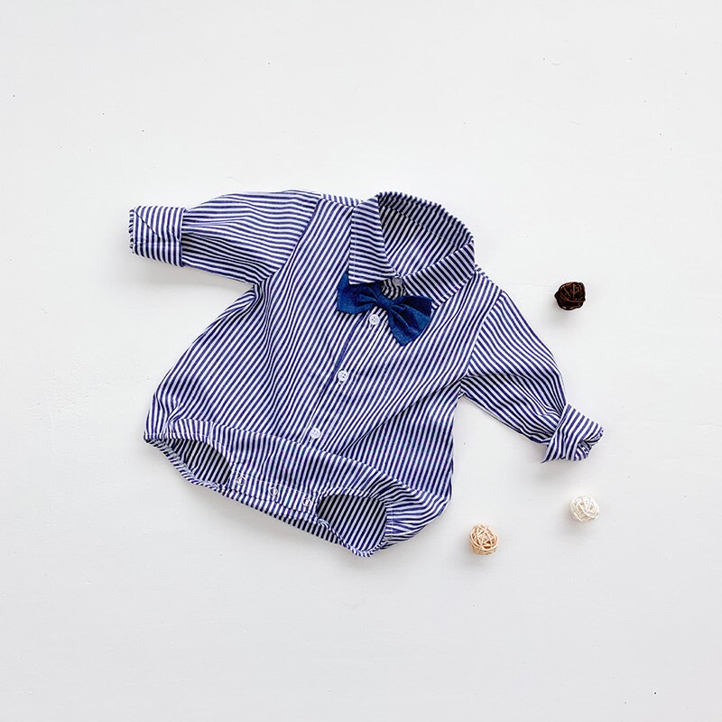 MILANCEL baby boys clothes bow decoration infant boys bodysuit striped baby boys 1st birthday clothing