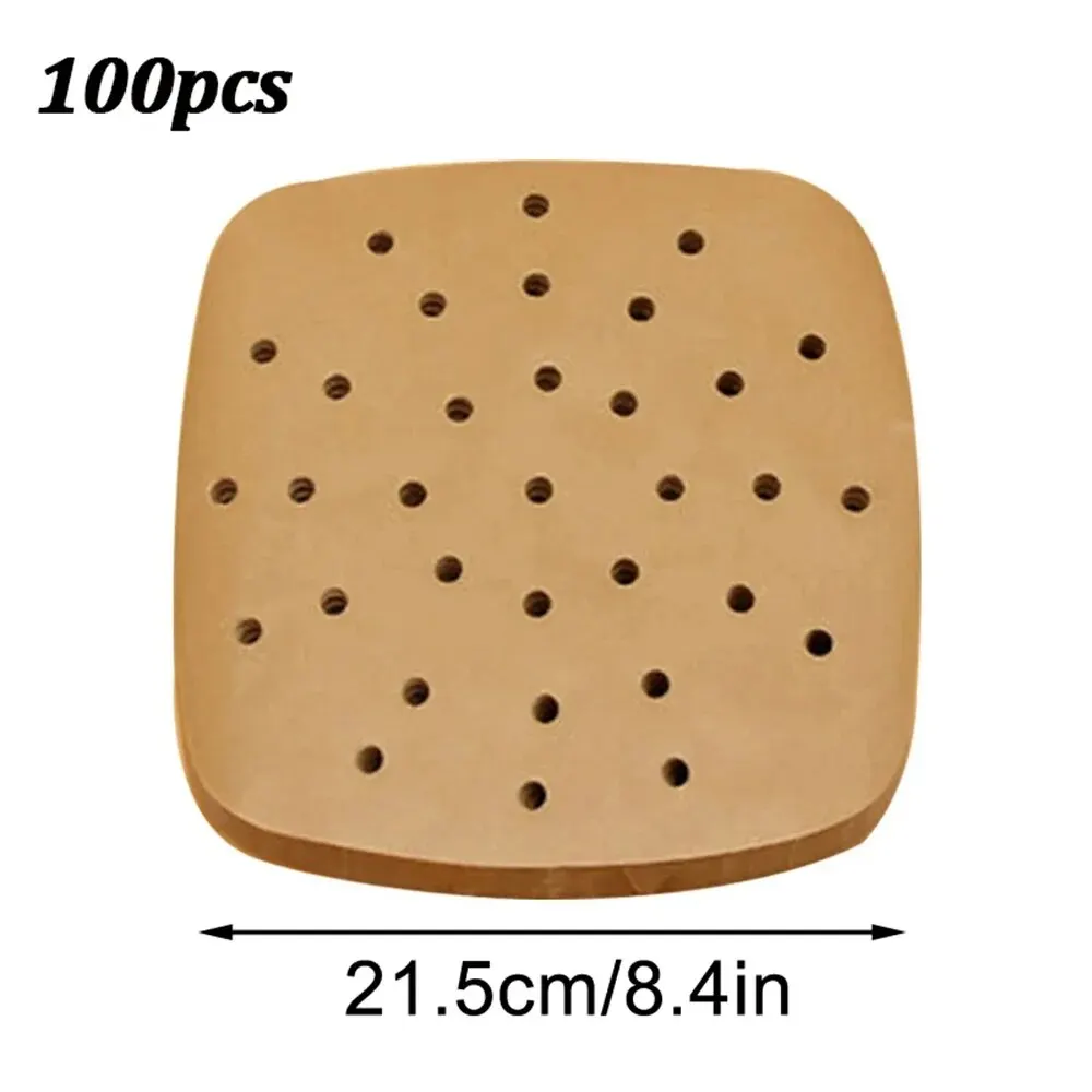 100PCS Air Fryer Paper Disposable Steamer Liners Kitchen Bakeware Papers Baking Non-Stick Steaming Mat Oil-absorbing Paper: SKY BLUE