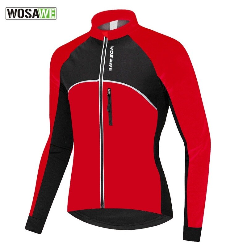 WOSAWE Autumn Winter Men Women's Cycling Jacket Reflective Clothing Windproof Warm Thermal Fleece Road Mountain Bike MTB Jackets