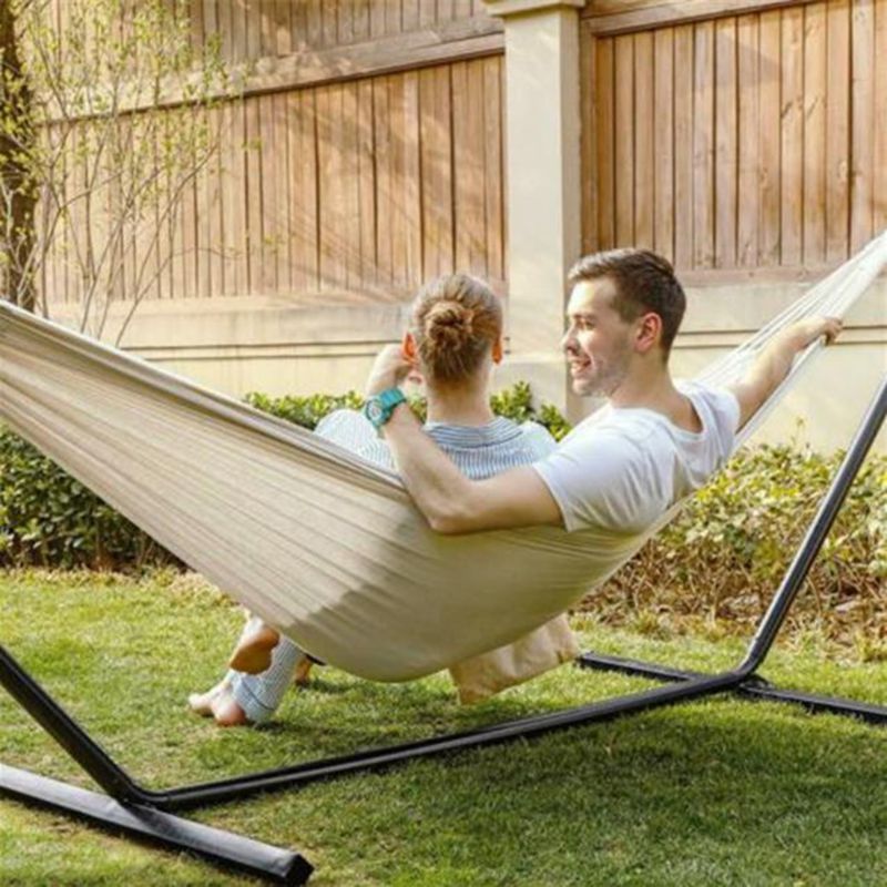 Dubbele Hangmat Outdoor Rollover Preventie Camping Canvas Opknoping Swing Bed Voor Patio Reizen Wandelen 200X150Cm C5AF