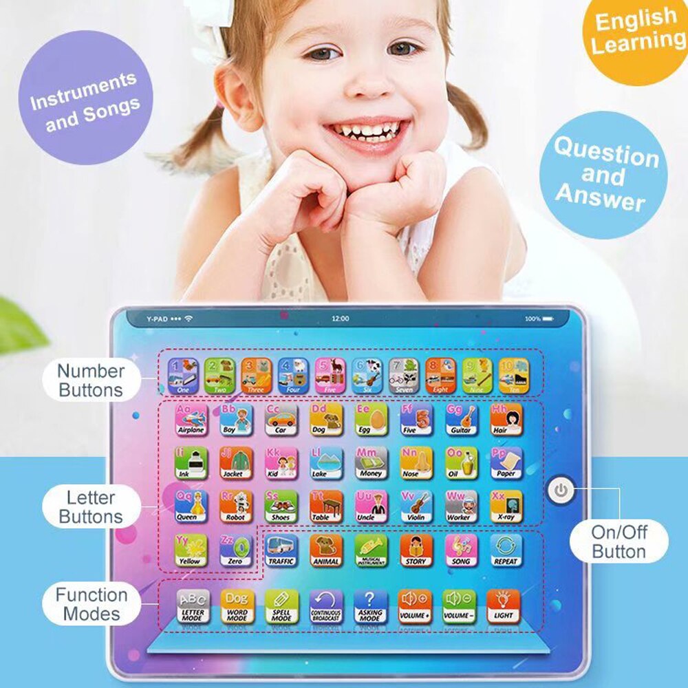 Kids English Learning Machine Toys Children Smart Tablet Point-Reading Machine Touch Voice Early Educational Toys