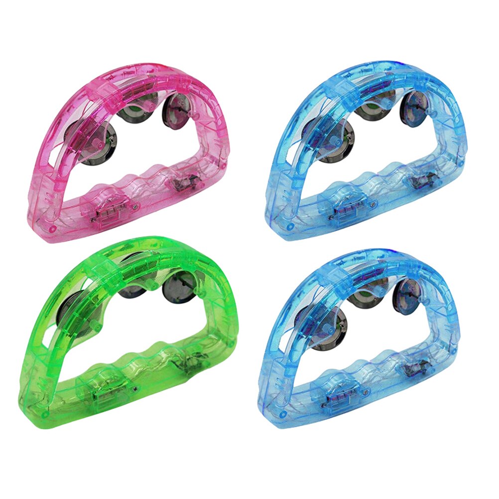 4pcs Tambourine Handheld Percussion Instrument Tambourine with LED Lights