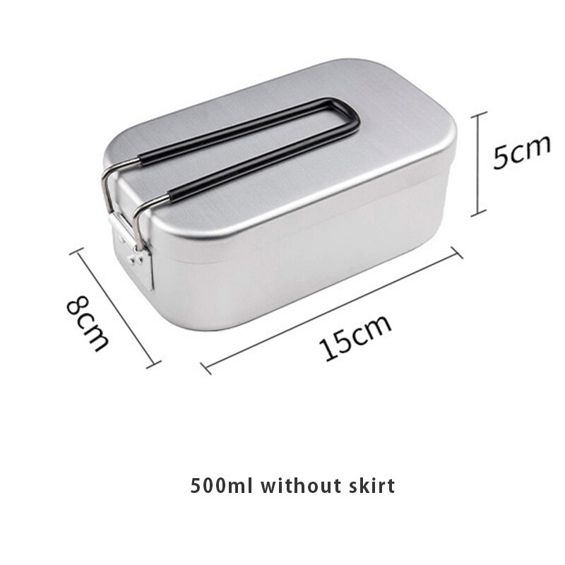 Lunchbox Draagbare Aluminium Camping Servies Outdoor Gear Voor Reizen Keuken Kookgerei Pot Wandelen Apparatuur Koken Set Levert: 500ml no skirt 1pc