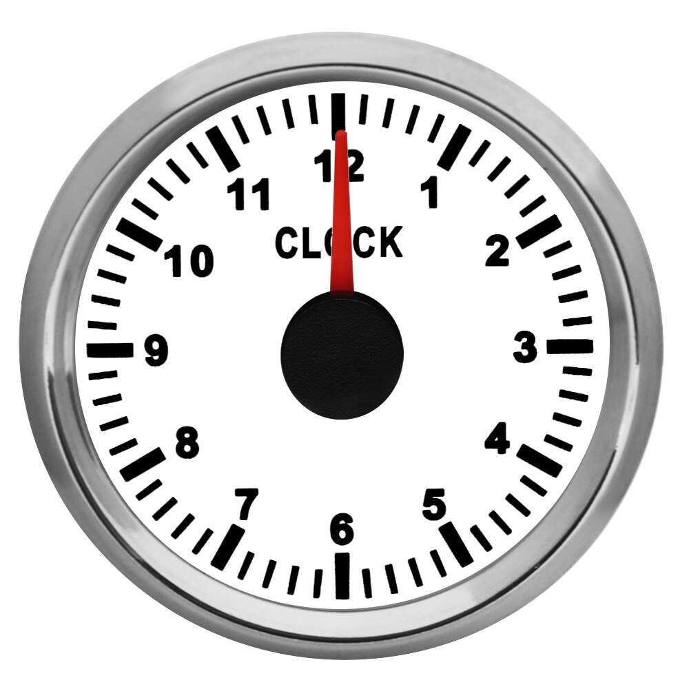 1 stk 52mm tuning bil pointer ure timetællere måler 12- timers format auto båd mekanisk ur måler med rød baggrundsbelysning 9-32v: Ww